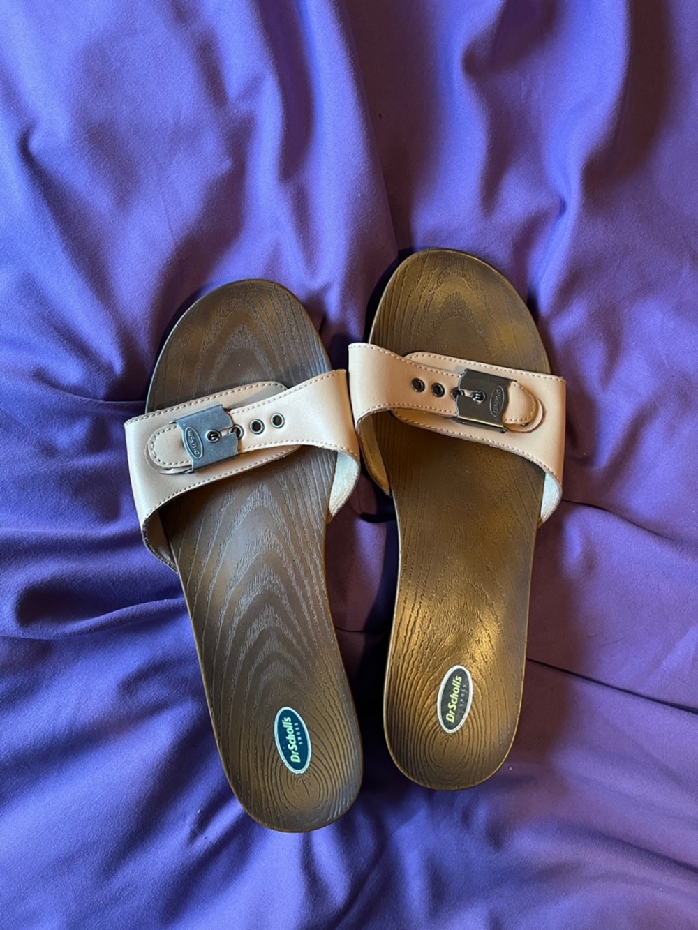 Dr. Scholl's Women's Beige Slide Sandals with Buckle